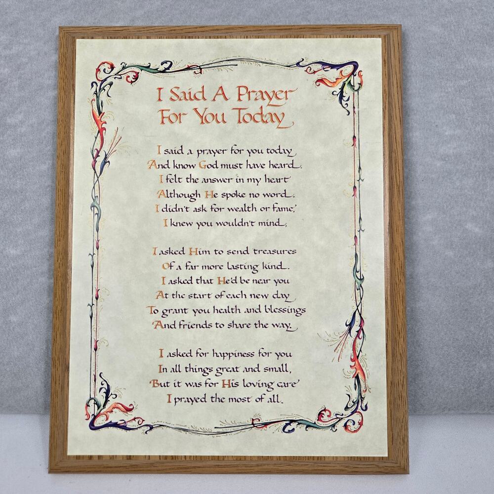 Vintage "I Said A Prayer for You Today" Wooden Plaque 9" x 7"